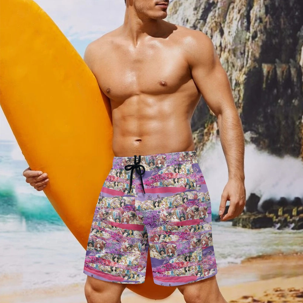 Princess Brush All-Over Print Men's Beach Shorts