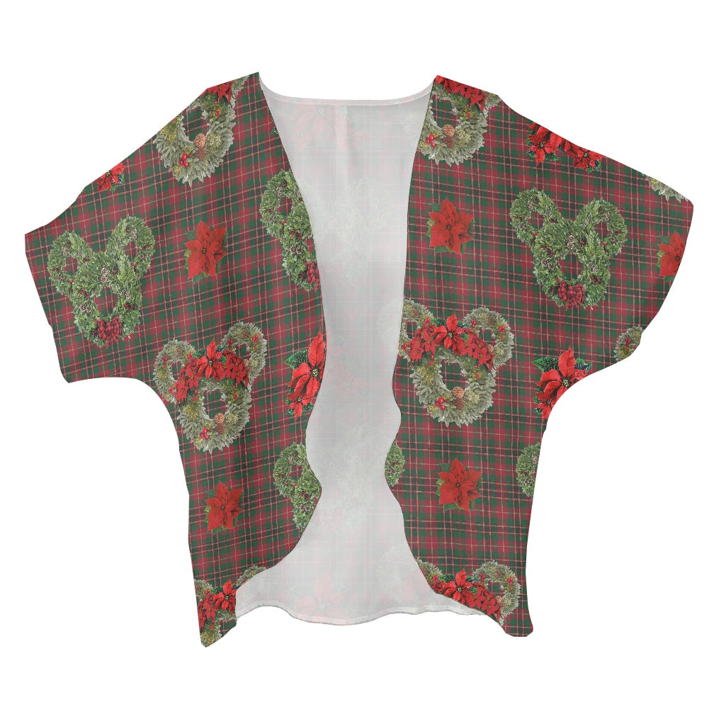 Christmas Wreaths Women's cardigan chiffon shirt