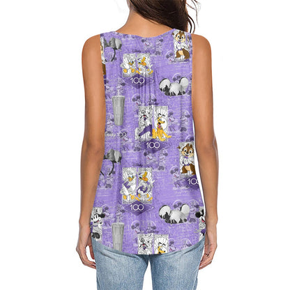 Celebration 100 All-Over Print Women's Sleeveless V-Neck Top