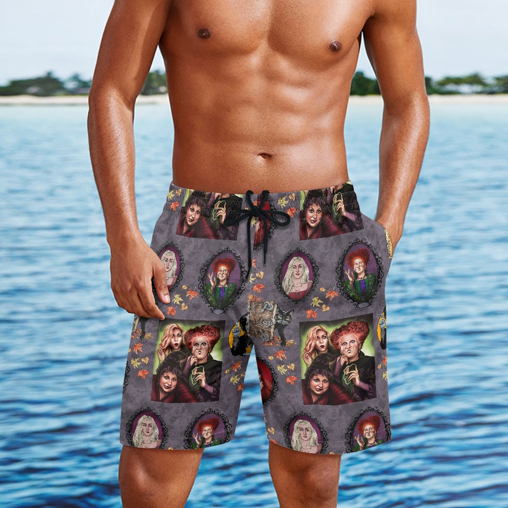 Hocus Portraits All-Over Print Men's Beach Shorts