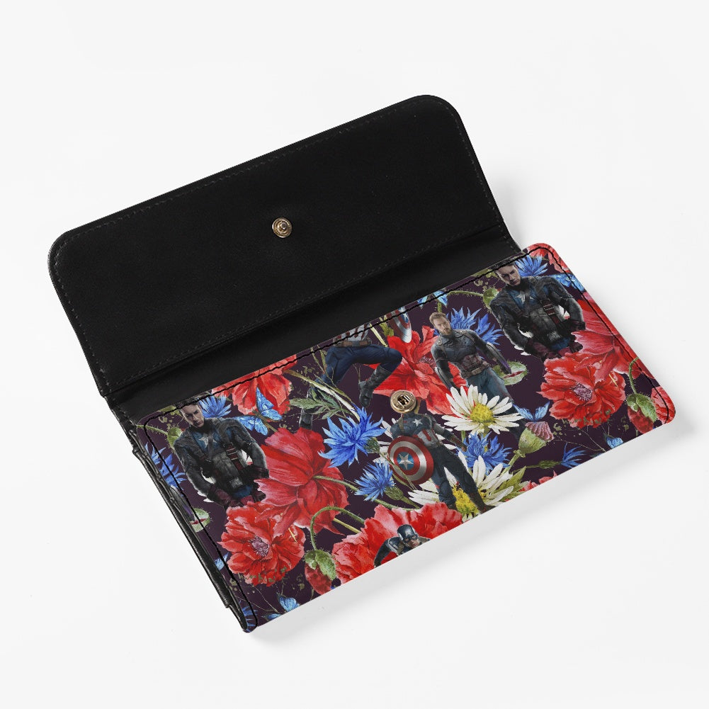 Floral Cap Long Folding Wallet