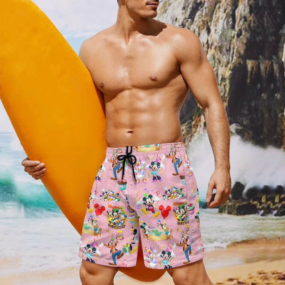 Birthday Pals All-Over Print Men's Beach Shorts