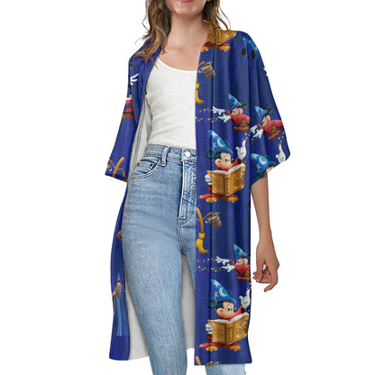 Mouse Sorcerer Women's Half Sleeve Kimono Cardigan