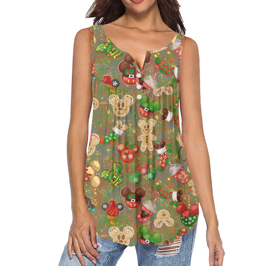 Christmas Cookies All-Over Print Women's Sleeveless V-Neck Top