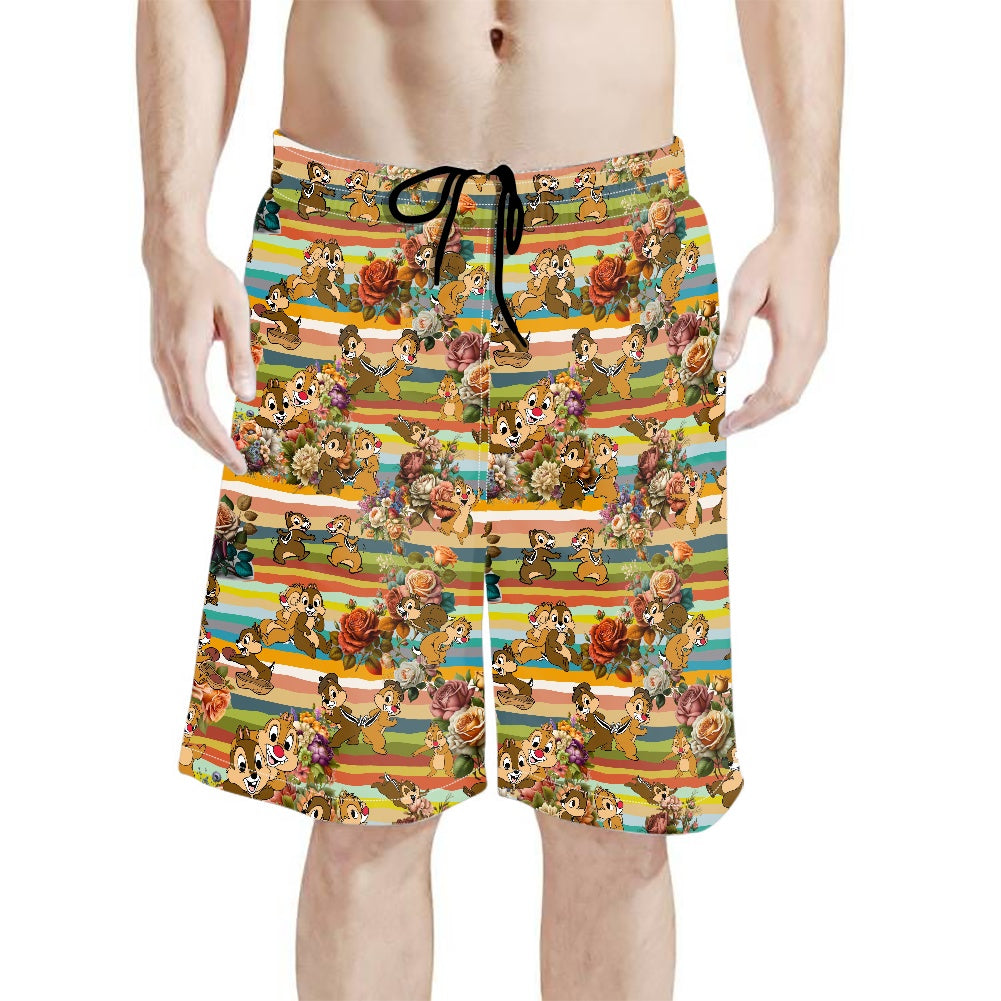 Chipmunks All-Over Print Men's Beach Shorts