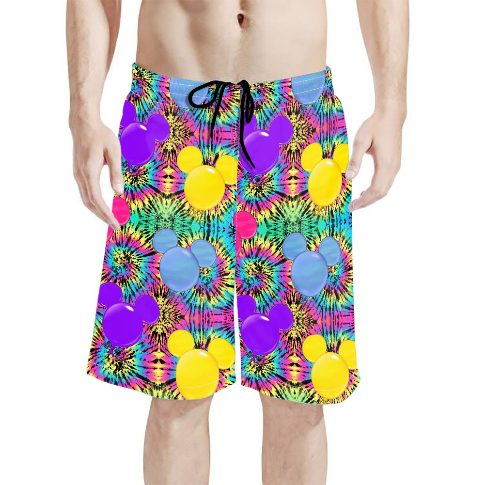 Tie Dye Mouse All-Over Print Men's Beach Shorts