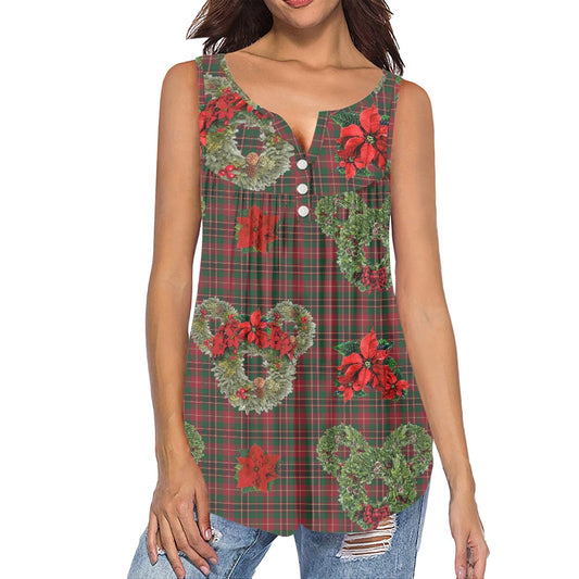 Christmas Wreaths All-Over Print Women's Sleeveless V-Neck Top