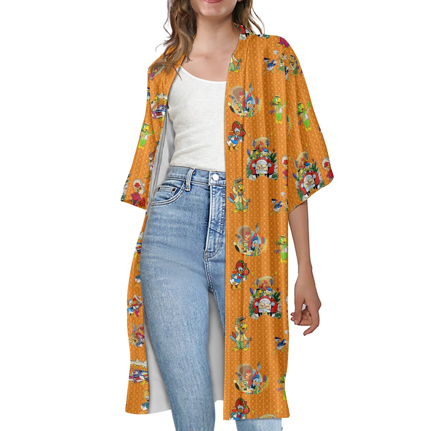 3 Amigos Women's Half Sleeve Kimono Cardigan