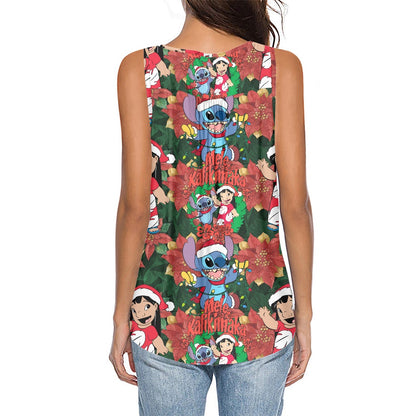 Hawaiian Christmas All-Over Print Women's Sleeveless V-Neck Top