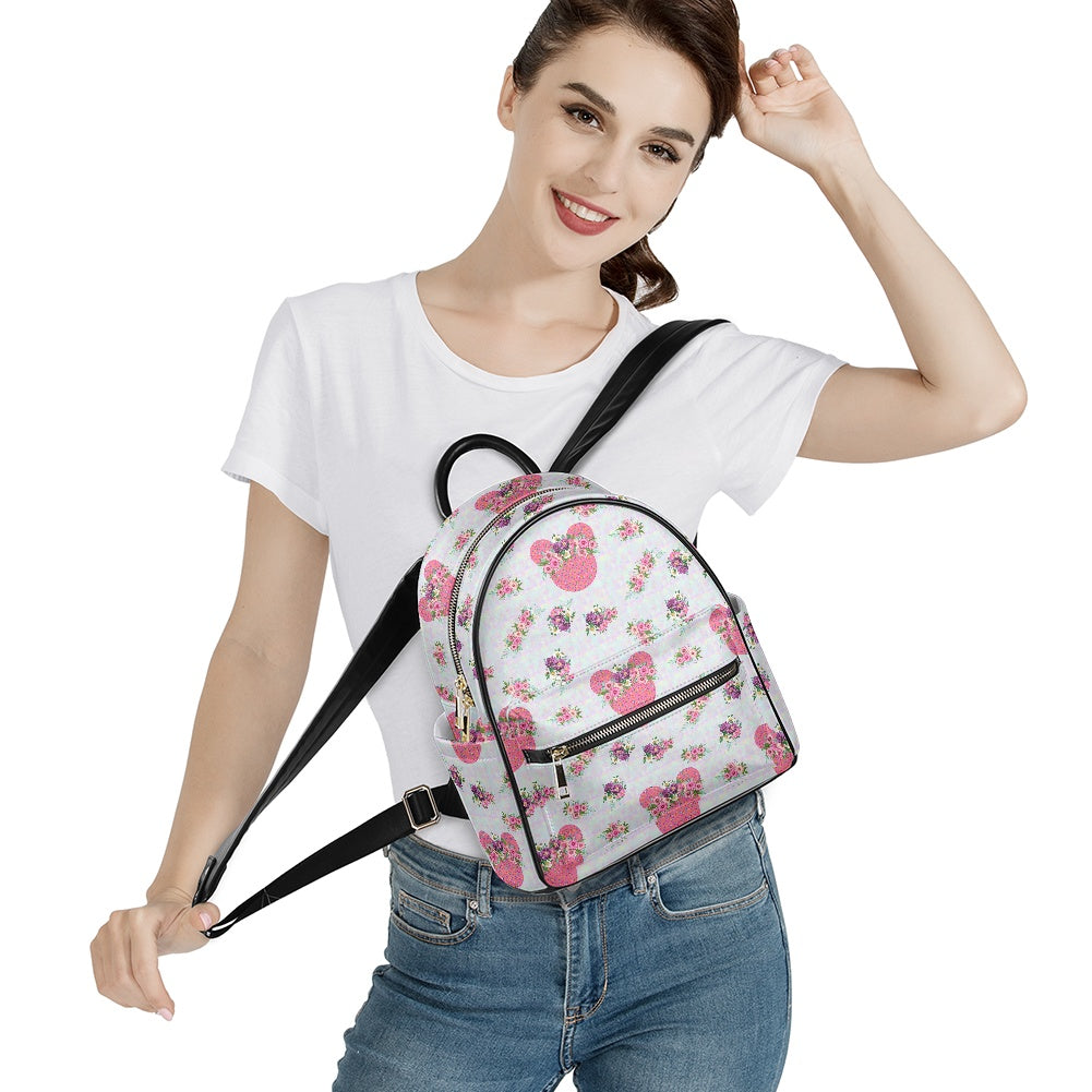 Pink Floral Crown Casual Backpack for women