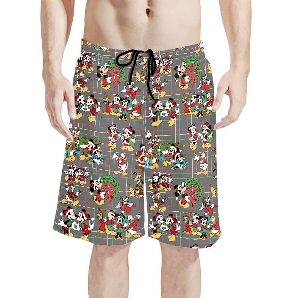 Christmas Buddies All-Over Print Men's Beach Shorts