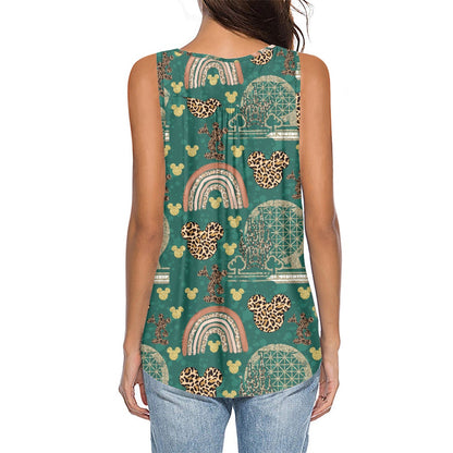 Cheetah Rainbow All-Over Print Women's Sleeveless V-Neck Top