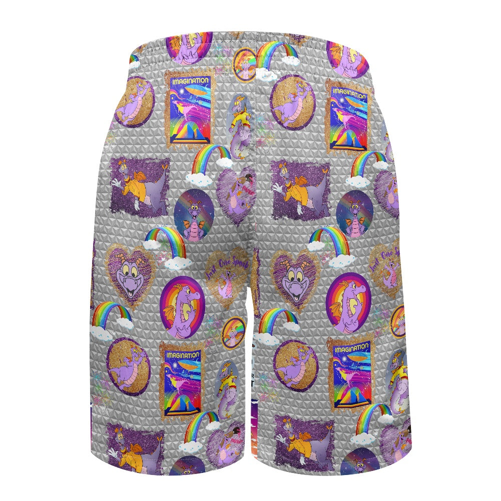 Purple Dragon All-Over Print Men's Beach Shorts