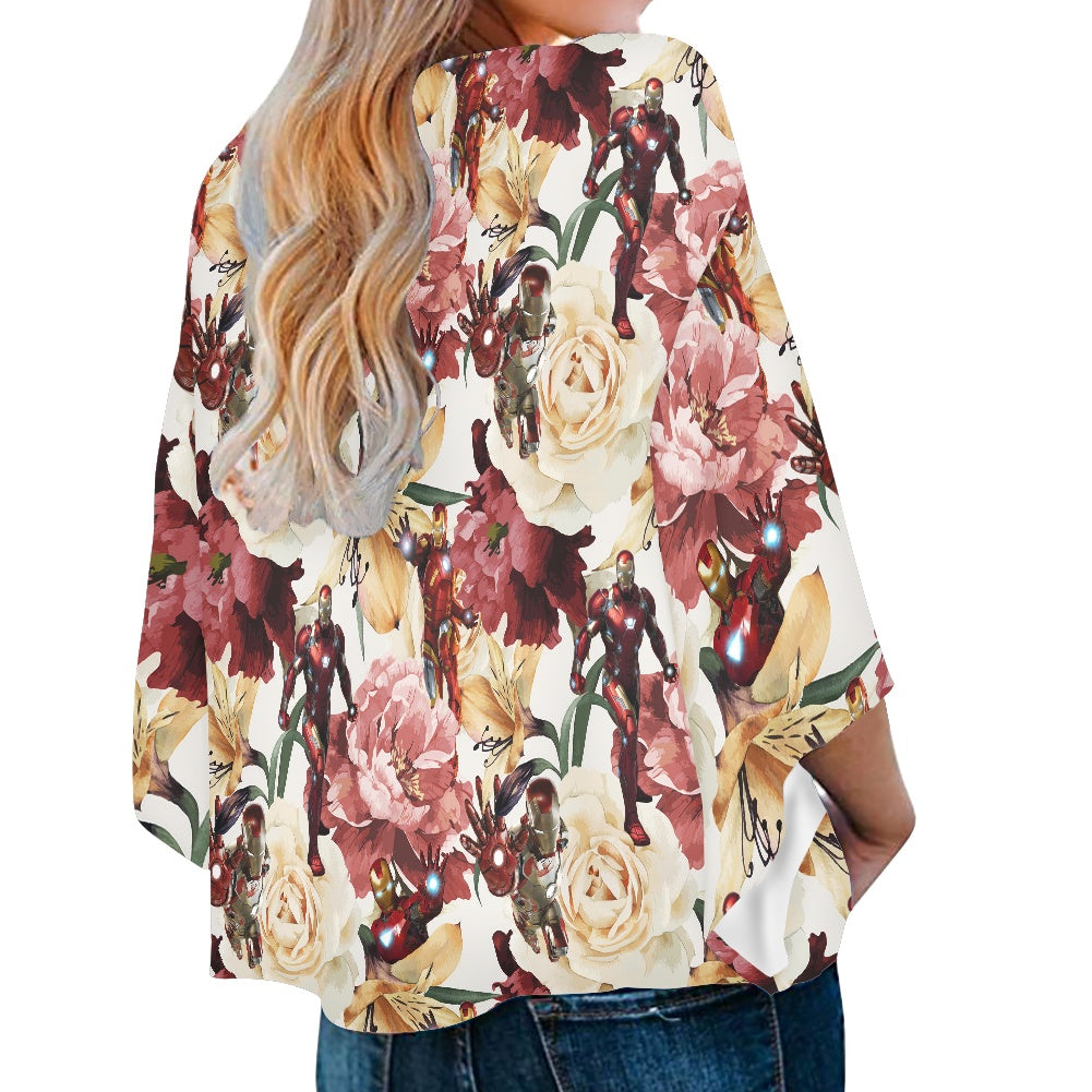 Floral Iron Women‘s’ V-neck Streamers Blouse