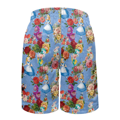 Wonderland All-Over Print Men's Beach Shorts