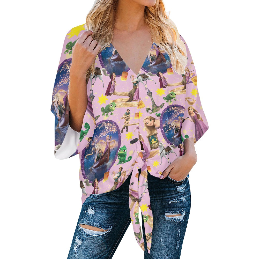 Floating Lanterns Women‘s’ V-neck Streamers Blouse