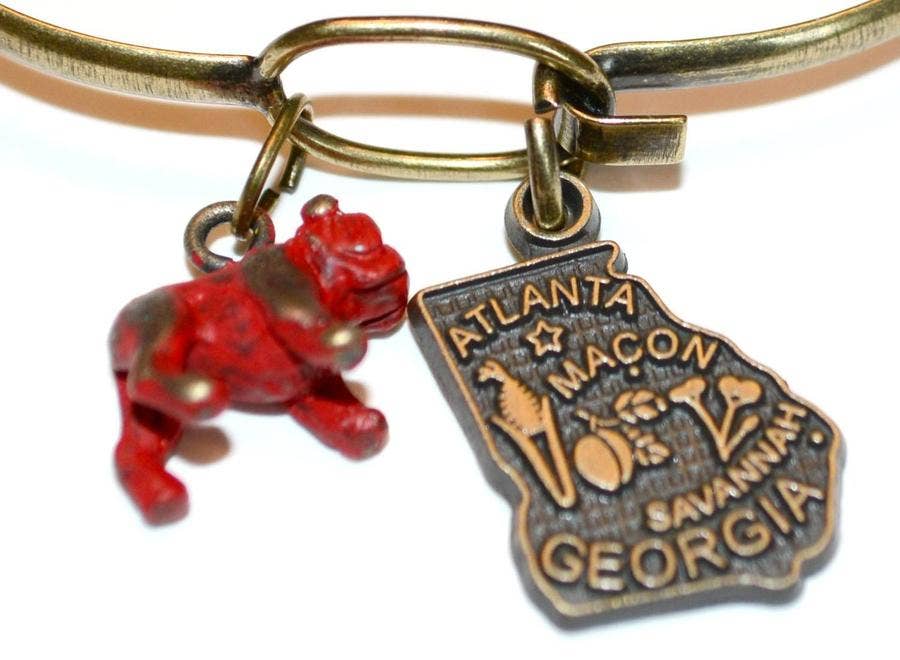 Georgia State Bracelet (2 Charm)- Gleeful Peacock