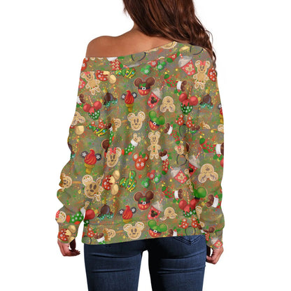 Christmas Cookies Women's one-shoulder top