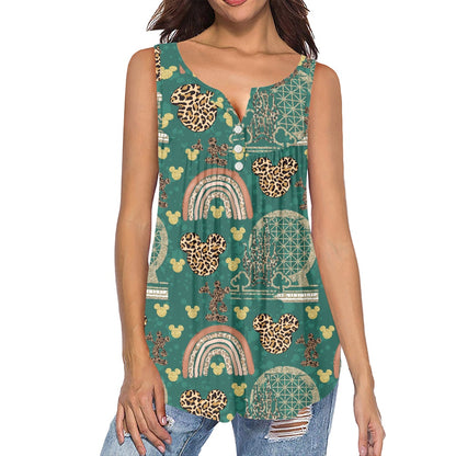 Cheetah Rainbow All-Over Print Women's Sleeveless V-Neck Top