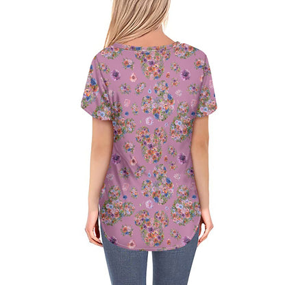 Floral Mouse Women's V-neck Top