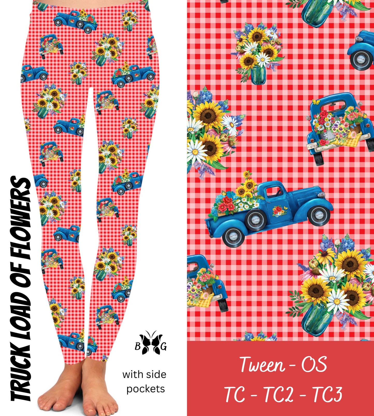 Truckload of Flowers - Leggings with Pockets