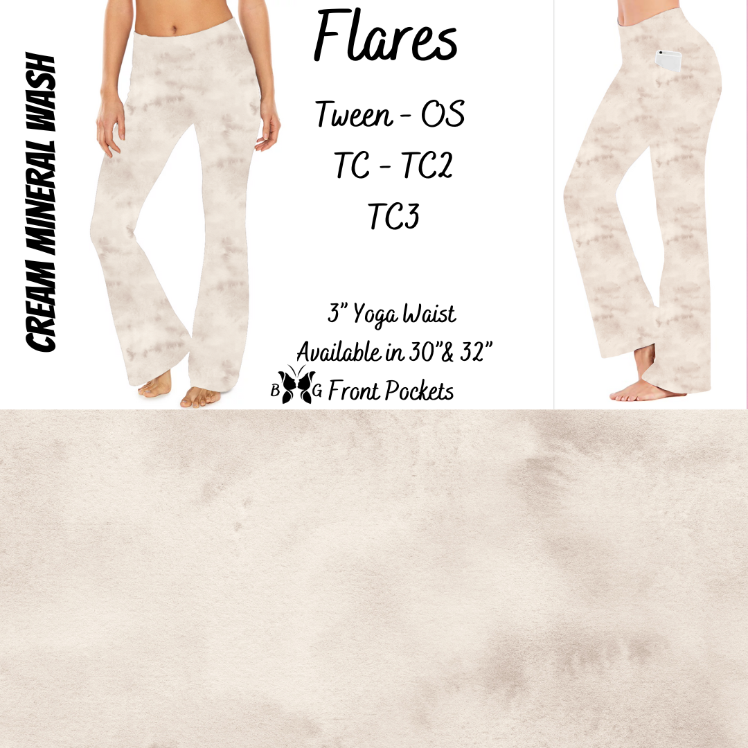 Pearl Mineral Wash Yoga Flares with Pockets