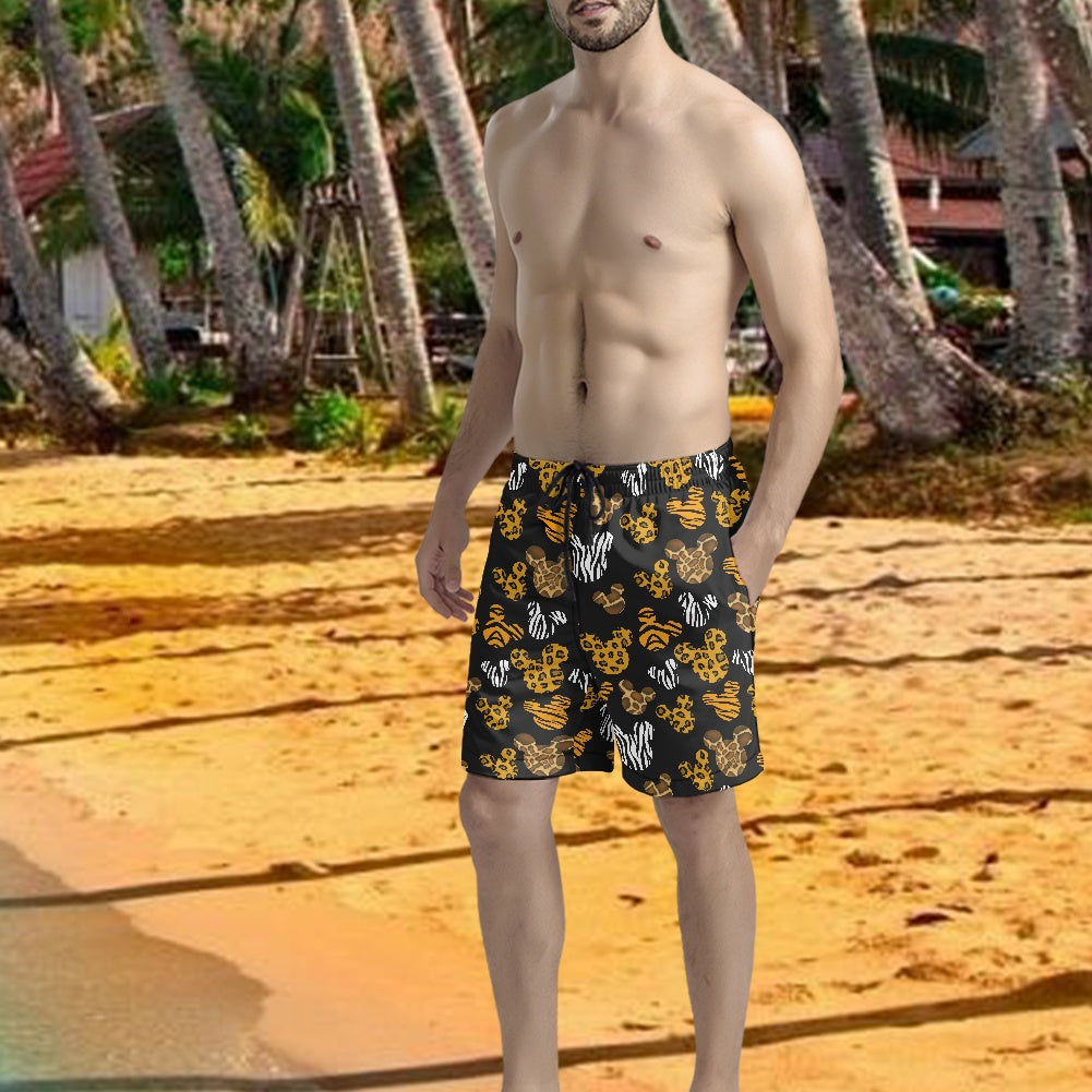 Safari Ears All-Over Print Men's Beach Shorts