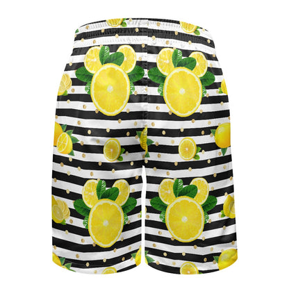 Lemon Squeezie All-Over Print Men's Beach Shorts