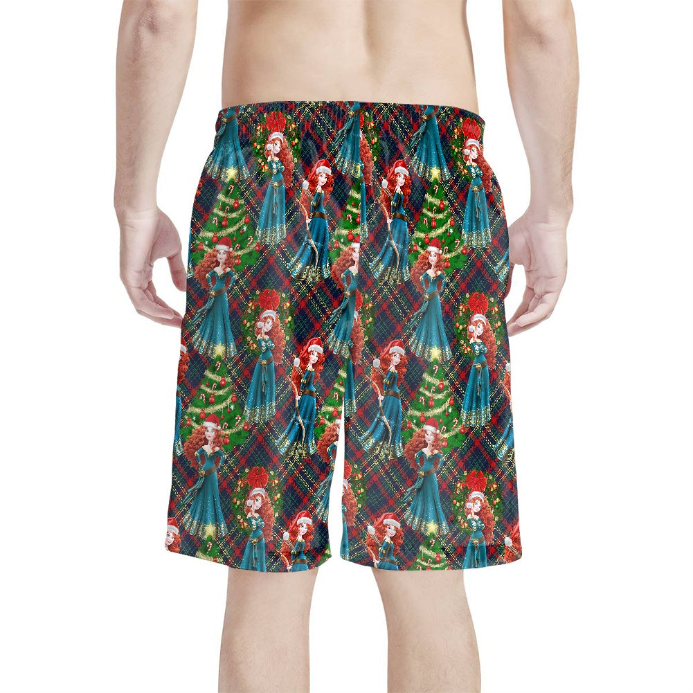 Scottish Christmas All-Over Print Men's Beach Shorts