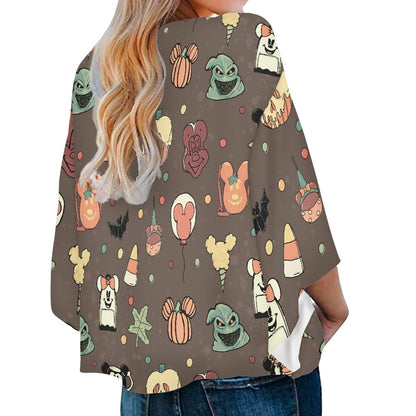 Boho Halloween Brown Women‘s’ V-neck Streamers Blouse