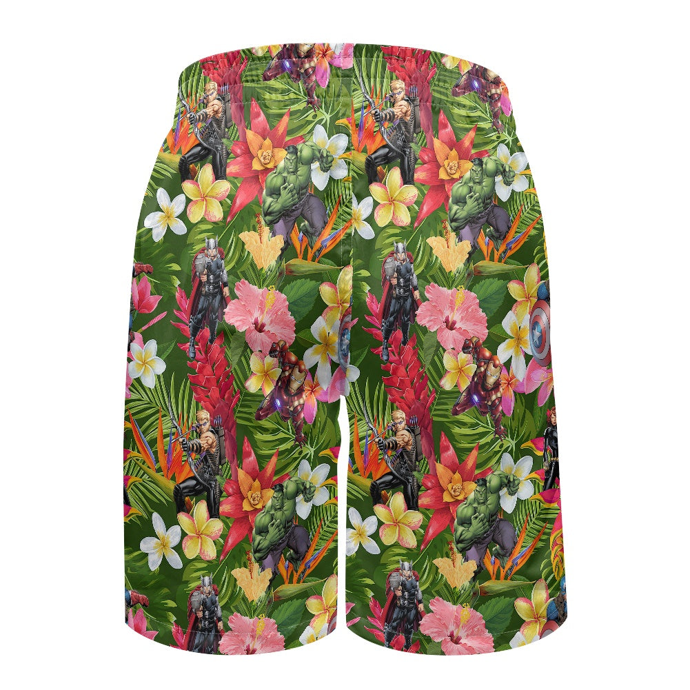 Tropical Heroes All-Over Print Men's Beach Shorts