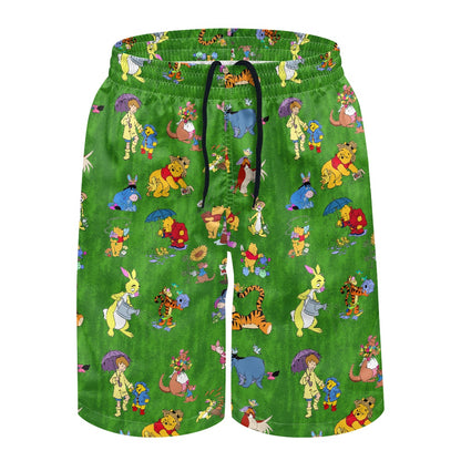 Spring Winnie All-Over Print Men's Beach Shorts