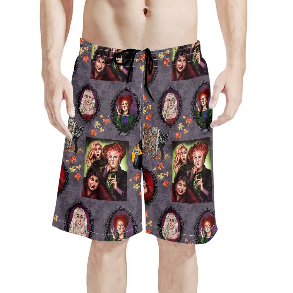 Hocus Portraits All-Over Print Men's Beach Shorts