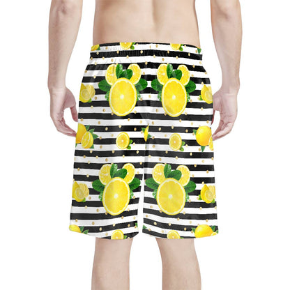 Lemon Squeezie All-Over Print Men's Beach Shorts