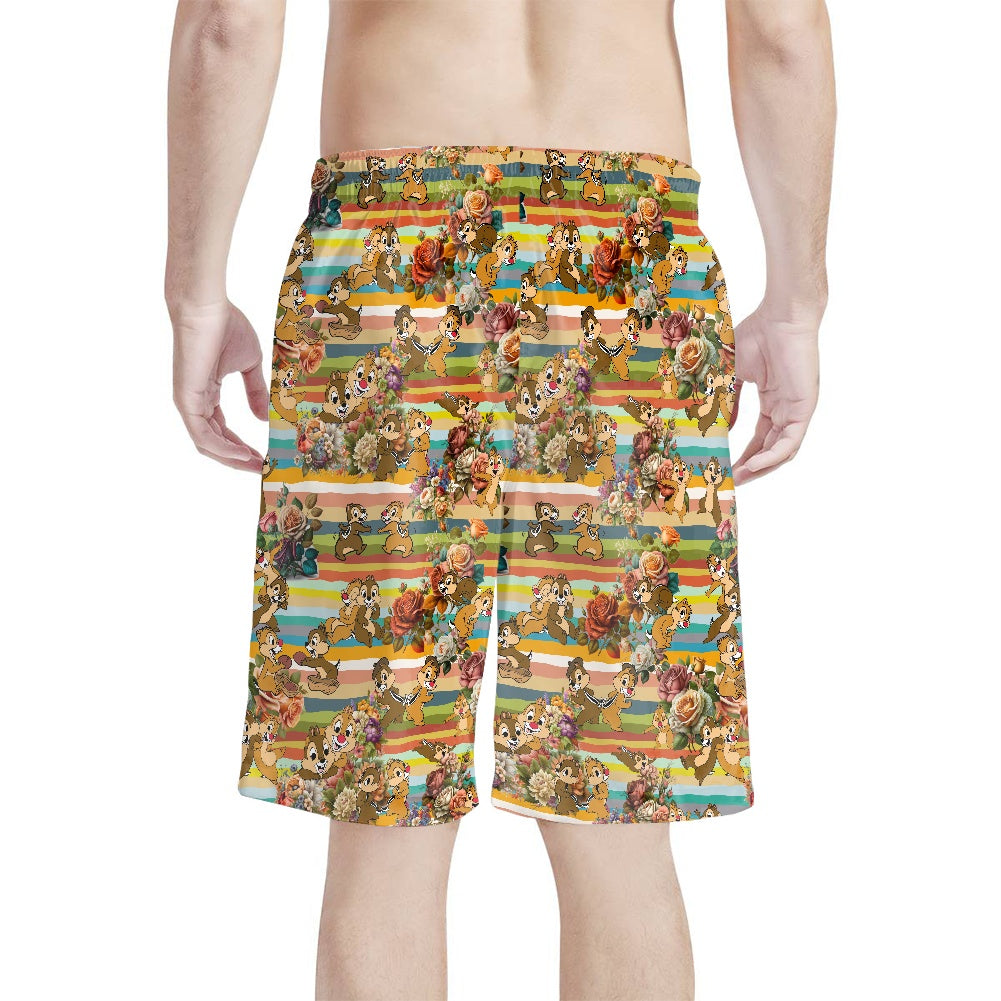 Chipmunks All-Over Print Men's Beach Shorts