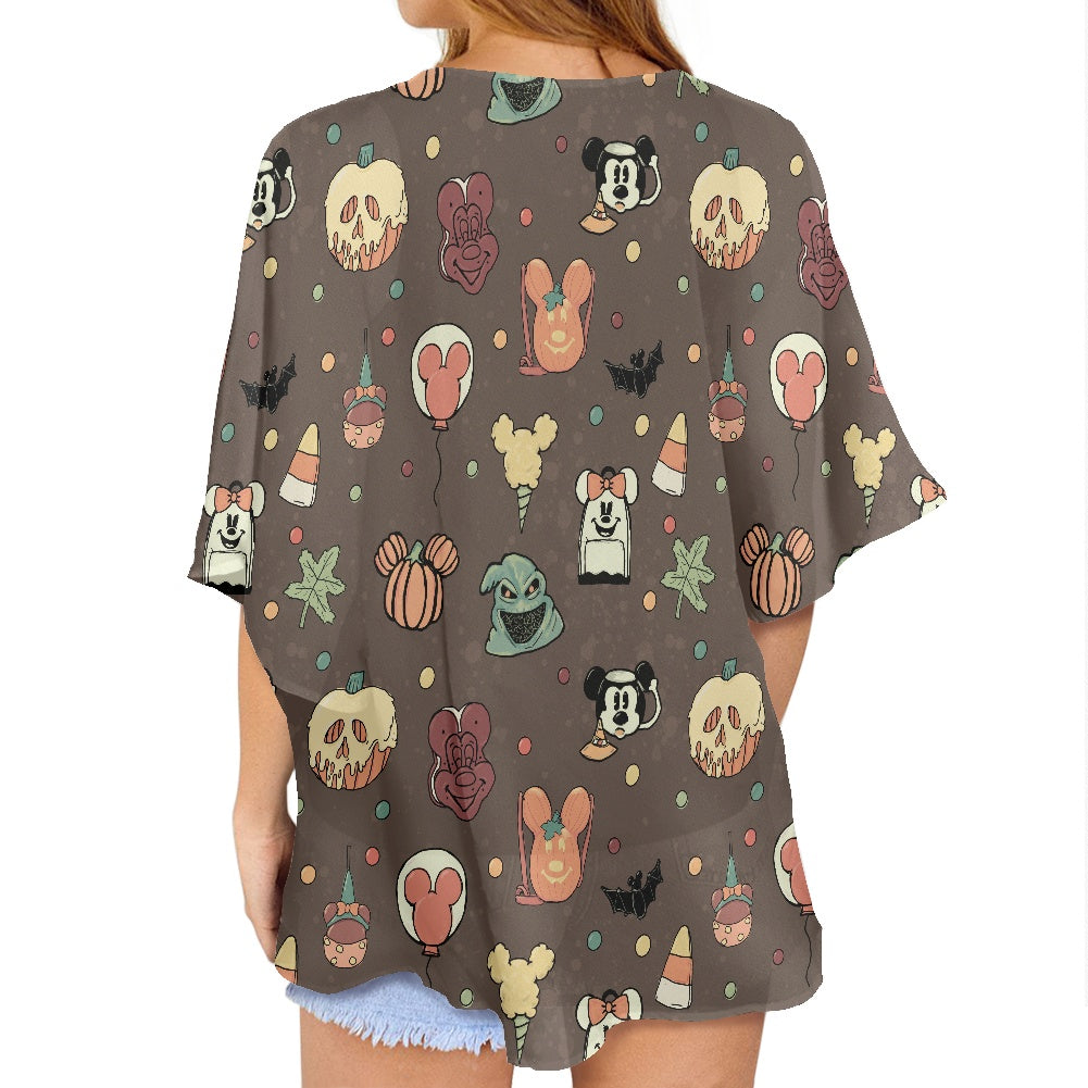 Boho Halloween Brown Women's cardigan chiffon shirt