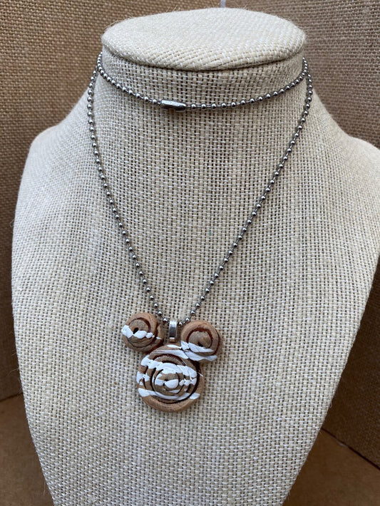 Mouse Cinnamon Bun Necklace