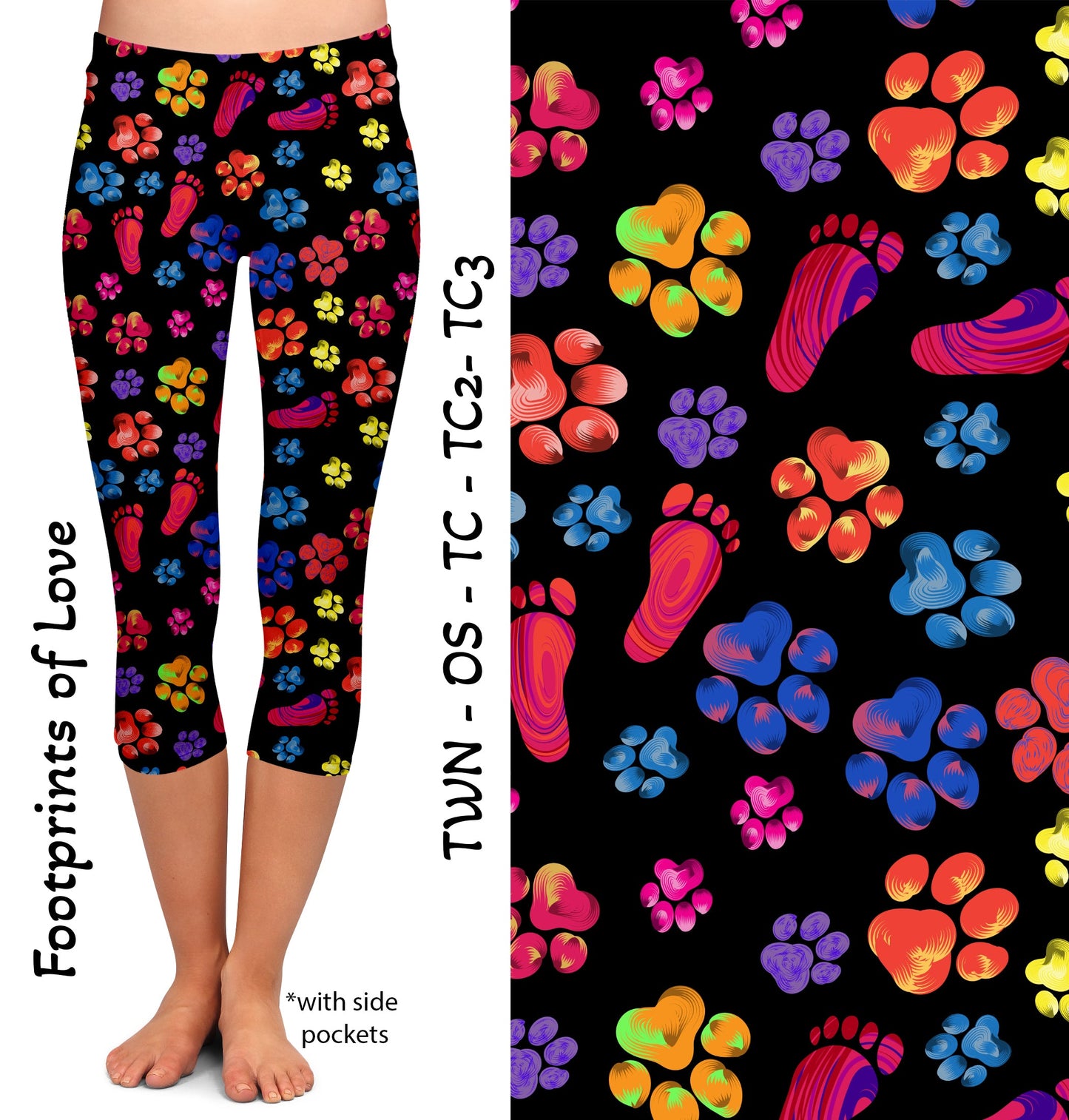 Foot Prints of Love  Leggings & Capris with Pockets