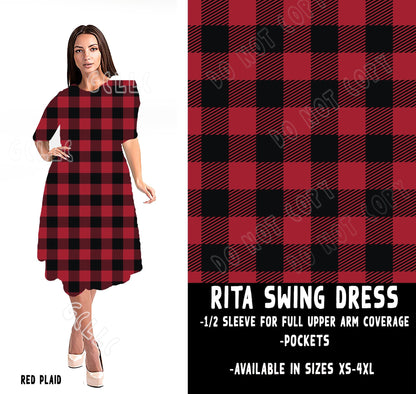 RITA SWING DRESS RUN-RED PLAID