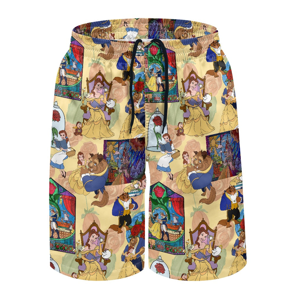 Rose Petal Princess All-Over Print Men's Beach Shorts