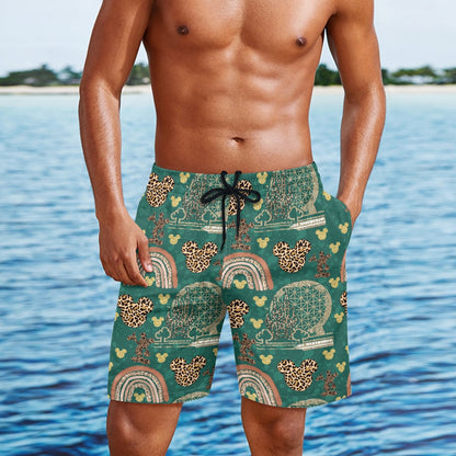 Cheetah Rainbow All-Over Print Men's Beach Shorts