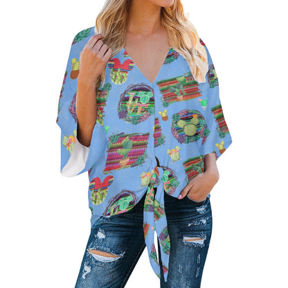 Mouse Cactus Women‘s’ V-neck Streamers Blouse