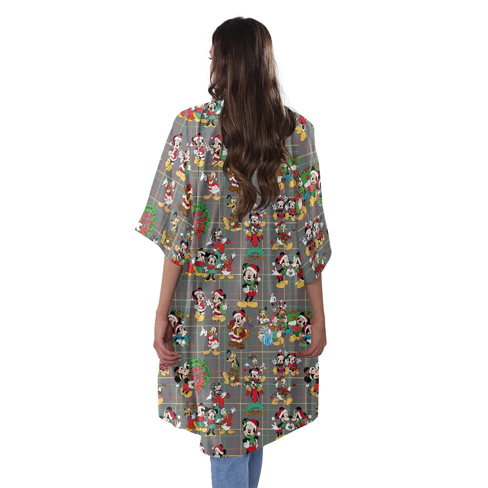 Christmas Buddies Women's Half Sleeve Kimono Cardigan