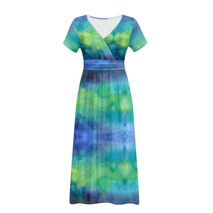 Aqua Tie Dye Ladies dress long