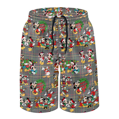 Christmas Buddies All-Over Print Men's Beach Shorts