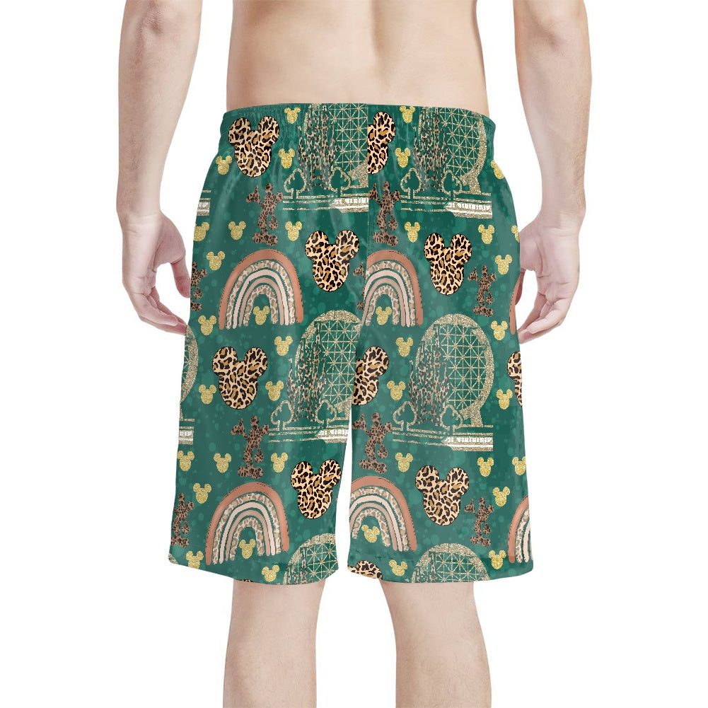 Cheetah Rainbow All-Over Print Men's Beach Shorts