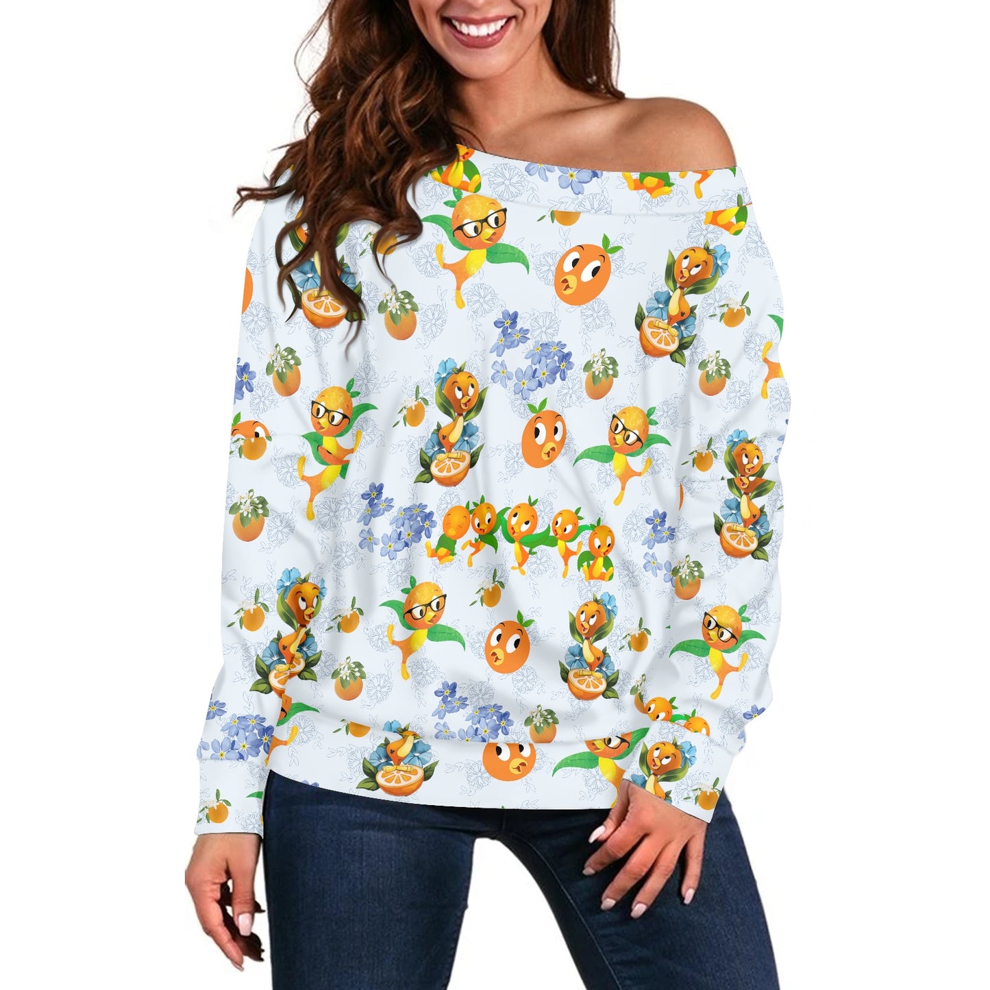 Classic Orange Bird Women's one-shoulder top