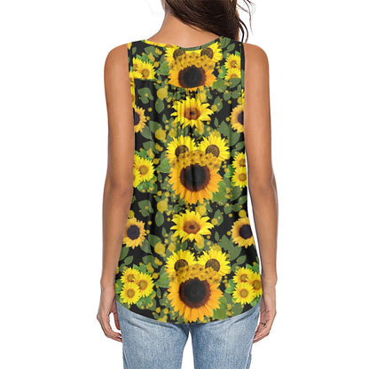 Sunny Ears All-Over Print Women's Sleeveless V-Neck Top