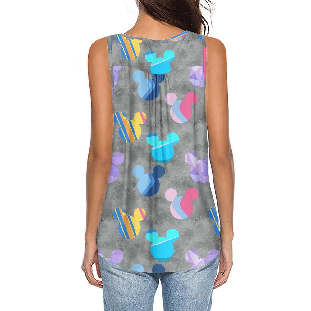 Photo Wall Ears All-Over Print Women's Sleeveless V-Neck Top