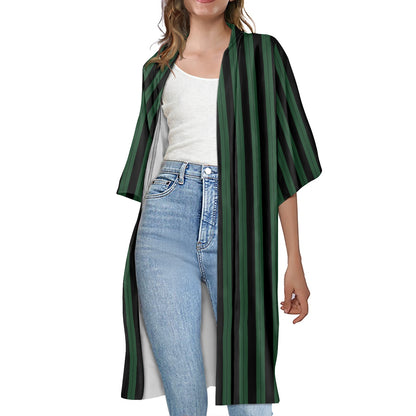 HM Wallpaper Stripe Women's Half Sleeve Kimono Cardigan